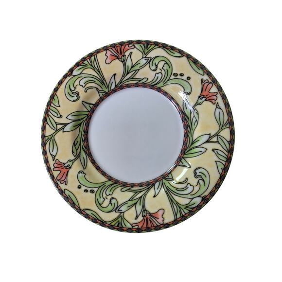 Set / 4 Vintage ONEIDA Table Trends Eden Yellow Floral Stoneware Appetizer Plate - Picture 1 of 7